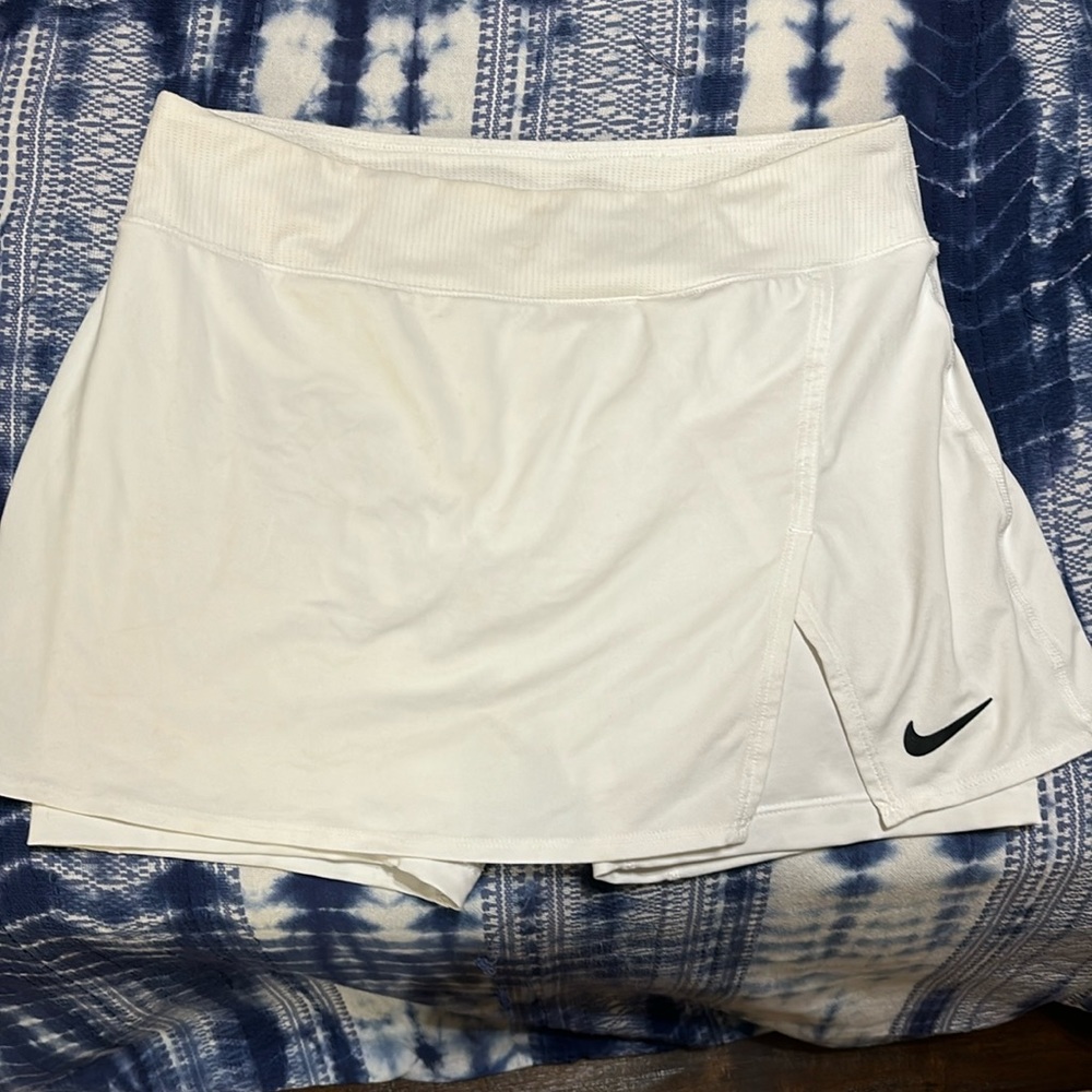 White Nike Tennis Skirt with shorts built in
